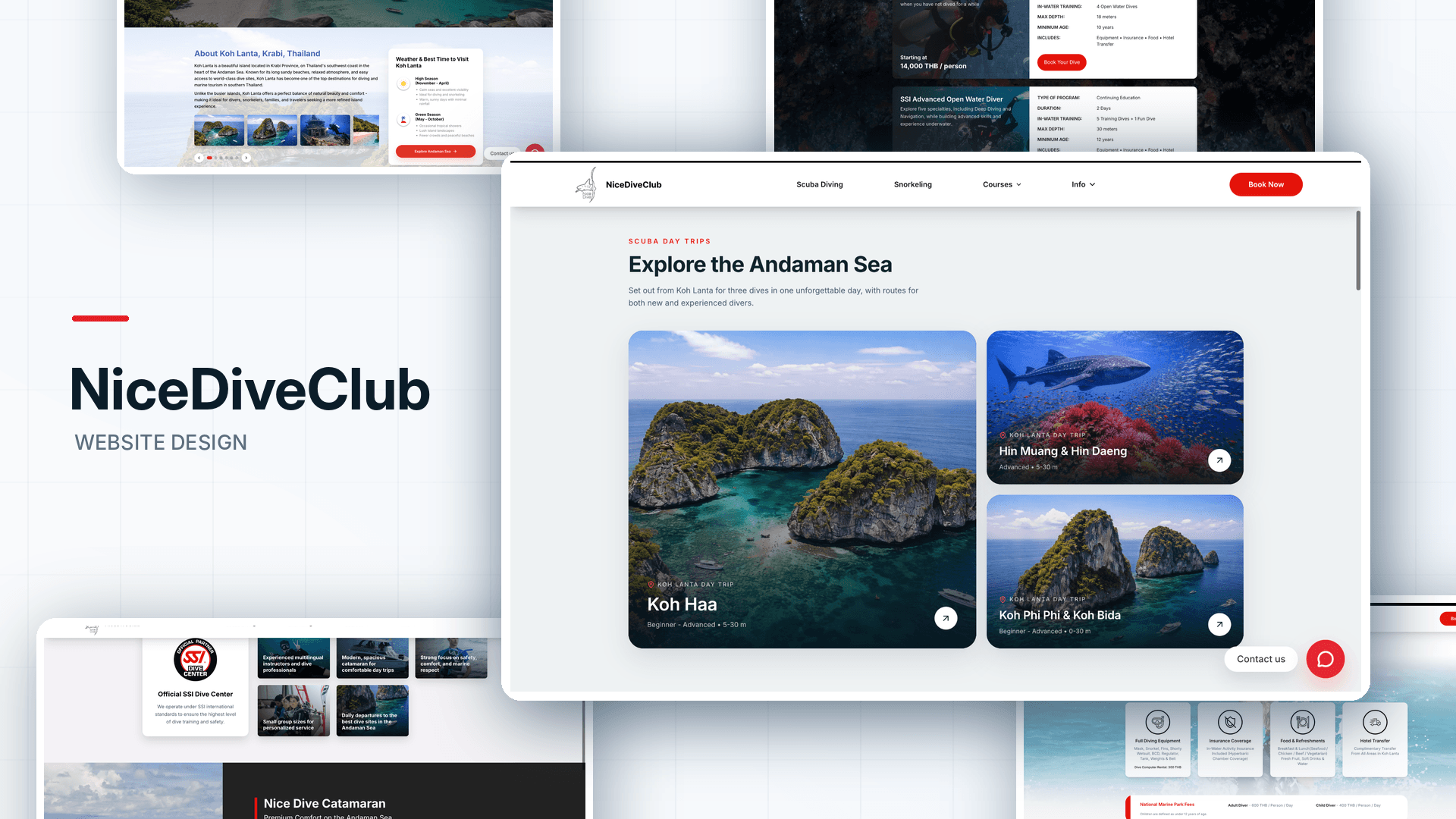 Nice Dive Club interface design